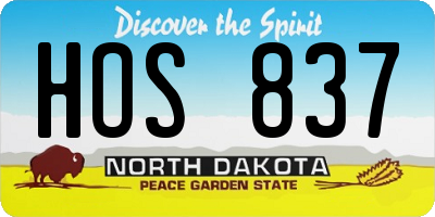 ND license plate HOS837