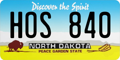 ND license plate HOS840