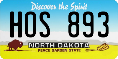 ND license plate HOS893