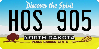 ND license plate HOS905