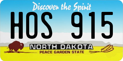 ND license plate HOS915