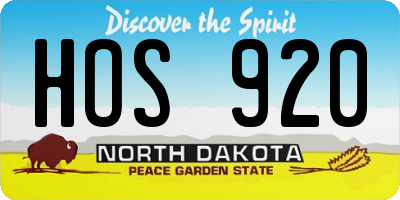 ND license plate HOS920