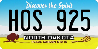 ND license plate HOS925