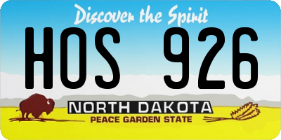 ND license plate HOS926