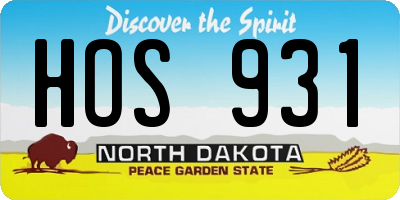 ND license plate HOS931