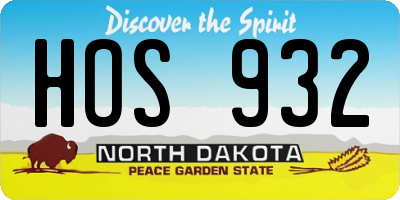 ND license plate HOS932