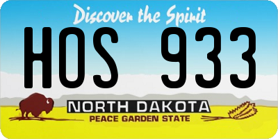 ND license plate HOS933