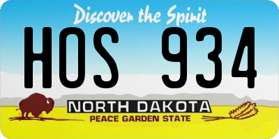 ND license plate HOS934