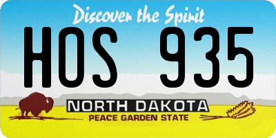 ND license plate HOS935