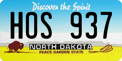 ND license plate HOS937