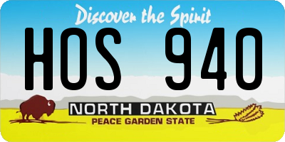 ND license plate HOS940