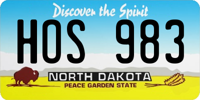ND license plate HOS983