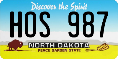 ND license plate HOS987