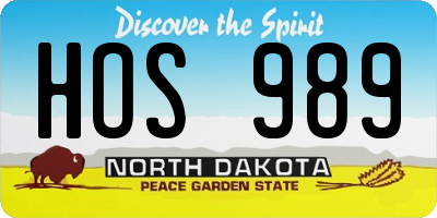 ND license plate HOS989
