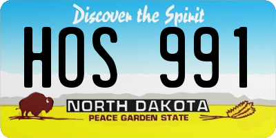 ND license plate HOS991