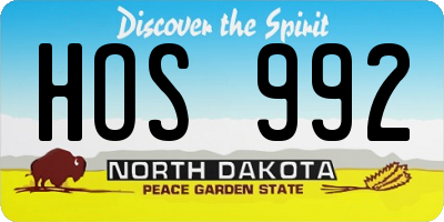 ND license plate HOS992