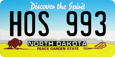 ND license plate HOS993