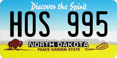ND license plate HOS995