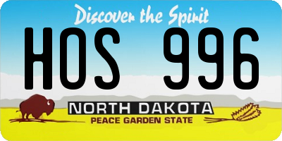 ND license plate HOS996