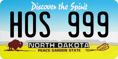 ND license plate HOS999