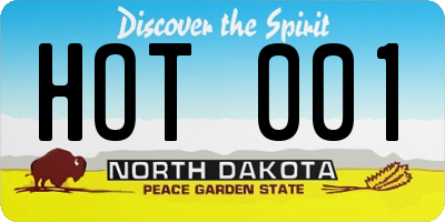 ND license plate HOT001