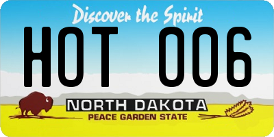 ND license plate HOT006