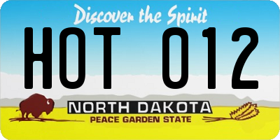 ND license plate HOT012
