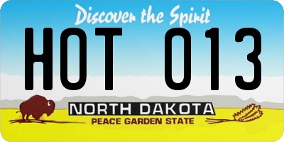 ND license plate HOT013