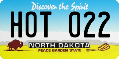 ND license plate HOT022