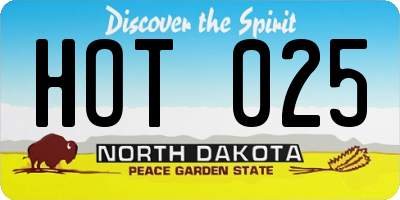 ND license plate HOT025