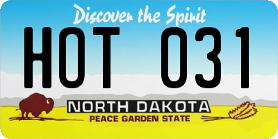 ND license plate HOT031