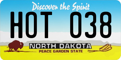 ND license plate HOT038