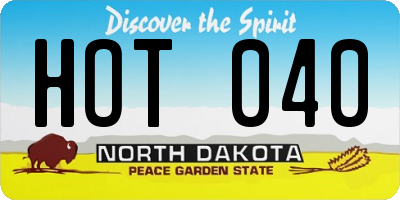 ND license plate HOT040