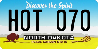 ND license plate HOT070