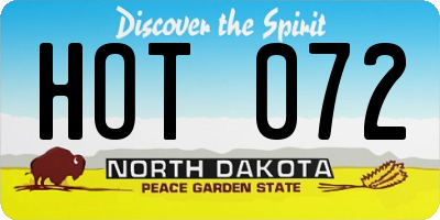 ND license plate HOT072