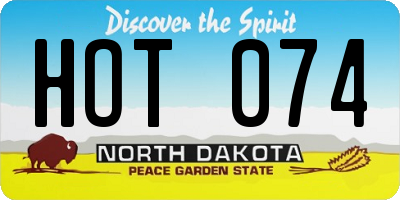 ND license plate HOT074