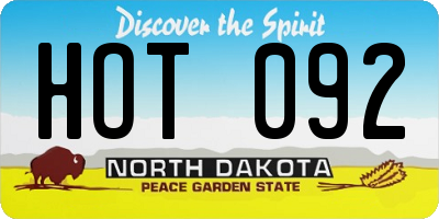 ND license plate HOT092
