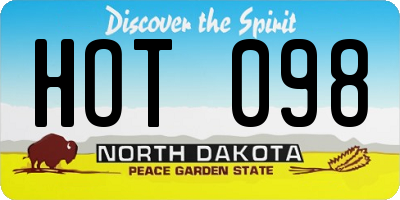 ND license plate HOT098