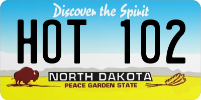 ND license plate HOT102