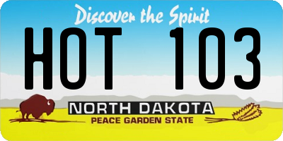 ND license plate HOT103