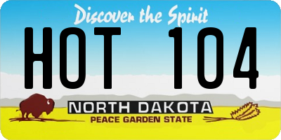 ND license plate HOT104