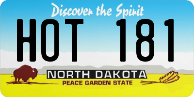 ND license plate HOT181