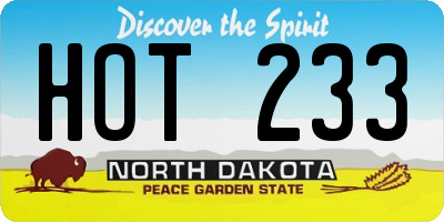 ND license plate HOT233
