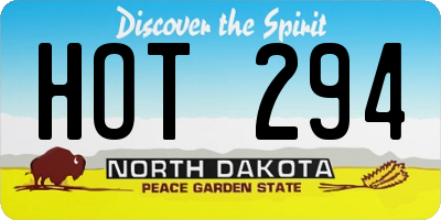 ND license plate HOT294