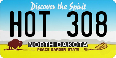 ND license plate HOT308