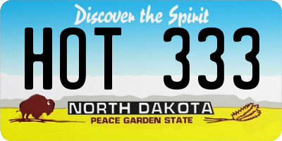 ND license plate HOT333