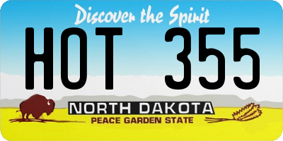 ND license plate HOT355