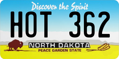 ND license plate HOT362