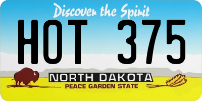 ND license plate HOT375