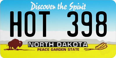 ND license plate HOT398